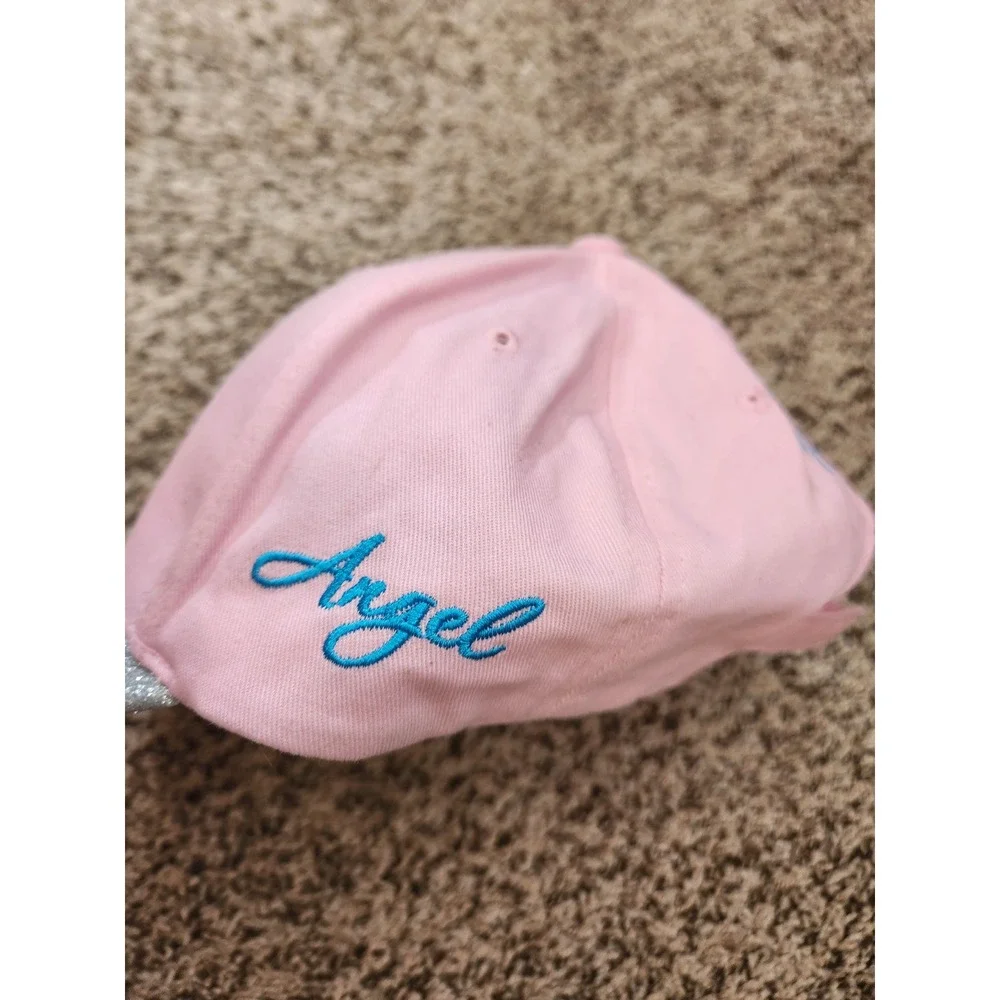 Ace Cap‎ Inc Pink Angel Baseball Hat Silver Glitter Brim Winged A Embroidered